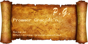Prommer Gracián névjegykártya